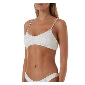 NWT Melissa Obadash Vienna Hexagon White & Gold Bikini‎ Top ONLY US 10